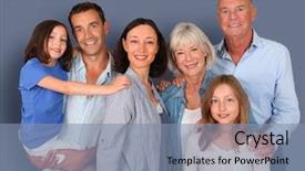  Presentation with ion - Slides featuring happy family standing ion background and a  colored foreground