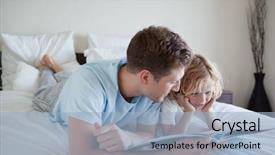  Presentation with exercise kids kid doing fitness - Presentation enhanced with happy family story - father doing reading exercises together background and a light blue colored foreground