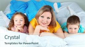  Presentation with veterans mom children - Presentation theme with happy family story - little children with mom lying background and a  colored foreground