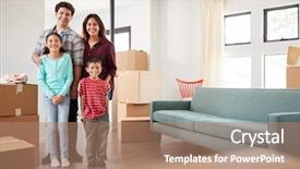  Presentation with family day - Audience pleasing theme consisting of happy family surrounded by box backdrop and a  colored foreground