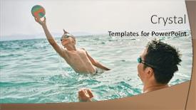  Presentation with togetherness - Slides featuring happy-family-swim-outdoors-father background and a  colored foreground