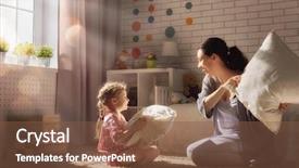  Presentation with dental mother and child - Colorful theme enhanced with happy family the mother backdrop and a tawny brown colored foreground