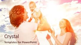  Presentation with baby doctor and family - Beautiful PPT theme featuring happy family throws up baby backdrop and a lemonade colored foreground