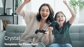  Presentation with mother child - Theme having happy-family-together-mother background and a gray colored foreground