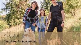  Presentation with trekking - Audience pleasing PPT layouts consisting of happy-family-trekking-in-sunny backdrop and a coral colored foreground