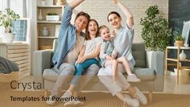  Presentation with family children - Audience pleasing PPT theme consisting of happy-family-two-children-daughters backdrop and a coral colored foreground