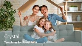  Presentation with family teens and children - PPT layouts featuring happy-family-two-children-daughters background and a gray colored foreground