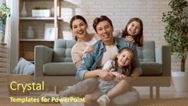  Presentation with family children - Slide deck featuring happy-family-two-children-daughters background and a violet colored foreground