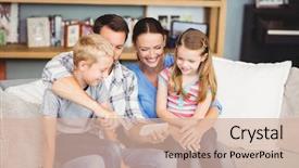  Presentation with mobile home - Amazing PPT theme having free telephone - happy family using mobile phone backdrop and a lemonade colored foreground