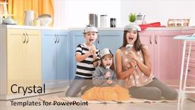  Presentation with utensils - Audience pleasing theme consisting of happy family using utensils backdrop and a coral colored foreground