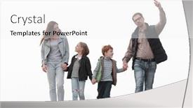  Presentation with holding hands family walking - Slide set enhanced with happy-family-walking-holding-each background and a white colored foreground