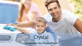  Presentation with street children - Presentation theme consisting of happy family washing car background and a  colored foreground