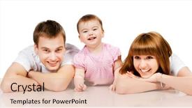  Presentation with happy baby - Beautiful presentation theme featuring happy family with a baby backdrop and a  colored foreground