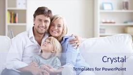  Presentation with family - Beautiful presentation featuring happy family with a child backdrop and a sky blue colored foreground