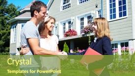  Presentation with realtor - Slide deck having happy family with agent realtor background and a tawny brown colored foreground