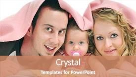  Presentation with baby smile - Presentation design enhanced with happy family with beautiful baby background and a coral colored foreground