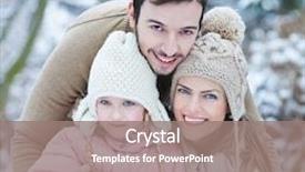  Presentation with winter family - Colorful slide deck enhanced with happy family with child smiling outdoors in winter snow backdrop and a gray colored foreground