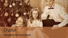  Presentation with family tree - Audience pleasing presentation theme consisting of happy family with children dressing christmas tree backdrop and a red colored foreground