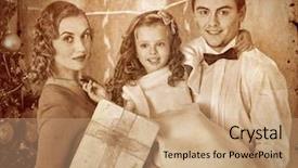  Presentation with family tree - Presentation enhanced with happy family with children dressing christmas tree background and a coral colored foreground