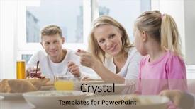  Presentation with breakfast children - Audience pleasing presentation theme consisting of happy family with children having breakfast at table backdrop and a coral colored foreground