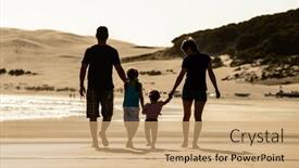  Presentation with children silhouette - Slide set having happy-family-with-children-silhouette background and a coral colored foreground