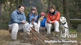  Presentation with campfire - Presentation having happy family with dog near background and a  colored foreground