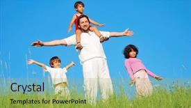  Presentation with 3 family member - Theme enhanced with happy family with four members background and a  colored foreground