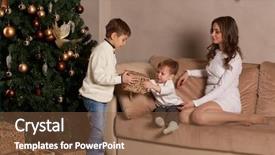  Presentation with family tree - Beautiful PPT layouts featuring happy family with gift boxes are sitting on a sofa near christmas tree at home merry christmas and happy new year beautiful young mother with two sons backdrop and a tawny brown colored foreground