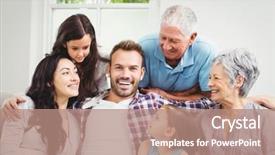  Presentation with grandparents - Slide set having happy family with grandparents background and a  colored foreground