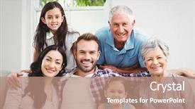  Presentation with grandparents - Amazing slide set having happy family with grandparents backdrop and a coral colored foreground