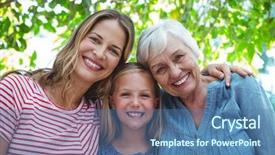  Presentation with memory book family album - Cool new presentation theme with happy family with granny backdrop and a ocean colored foreground