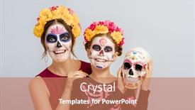  Presentation with makeup - Presentation design featuring happy-family-with-halloween-creative background and a coral colored foreground