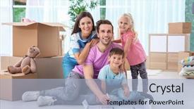  Presentation with floor plan - Theme featuring happy family with house plan background and a light blue colored foreground