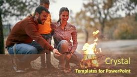  Presentation with light fire - Amazing presentation design having happy-family-with-little-son backdrop and a tawny brown colored foreground