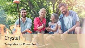  Presentation with family day - Theme consisting of happy family with male friend background and a lemonade colored foreground