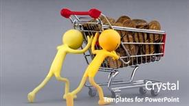  Presentation with family shopping - Presentation theme having happy family with shopping cart background and a gray colored foreground