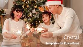  Presentation with family tree - Beautiful slide deck featuring happy-family-with-sparklers-under backdrop and a coral colored foreground