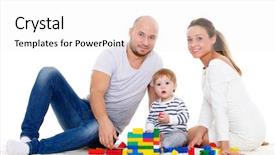  Presentation with development - PPT layouts featuring happy family with sweet baby play on a white background early development and learning toys background and a sky blue colored foreground