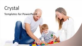  Presentation with development - Slide set consisting of happy family with sweet baby play on a white background early development and learning toys background and a white colored foreground