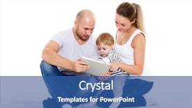  Presentation with development - Beautiful PPT theme featuring happy family with sweet baby play with computer tablet on a white background early development and learning toys backdrop and a ocean colored foreground