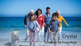  Presentation with family day - Audience pleasing slides consisting of happy family with their dog backdrop and a light blue colored foreground