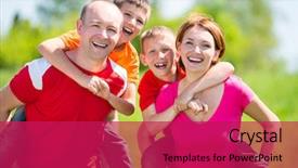  Presentation with family children - Amazing theme having happy family with two children backdrop and a crimson colored foreground