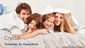  Presentation with family children - Colorful PPT theme enhanced with happy-family-with-two-children backdrop and a lemonade colored foreground