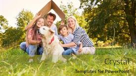  Presentation with family children - Presentation theme having happy-family-with-two-children background and a yellow colored foreground