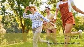  Presentation with children running - Presentation design featuring happy-family-with-two-children background and a yellow colored foreground