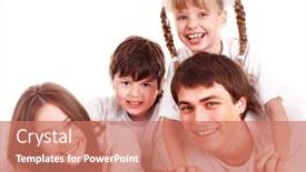  Presentation with family children - Theme having happy-family-with-two-children background and a coral colored foreground