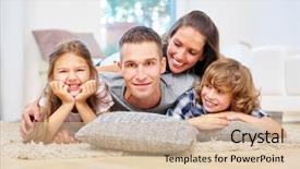  Presentation with family teens and children - Theme featuring happy family with two children background and a lemonade colored foreground