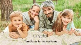  Presentation with kids garden - Presentation theme consisting of happy-family-with-two-kids background and a coral colored foreground