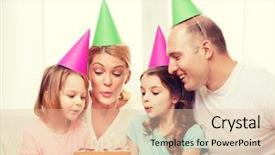  Presentation with birthday celebration - Cool new slides with happy family with two kids backdrop and a lemonade colored foreground