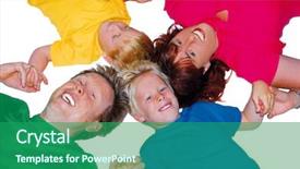  Presentation with family holding hands - Amazing presentation theme having happy family with two kids holding hands isolated on white background backdrop and a ocean colored foreground